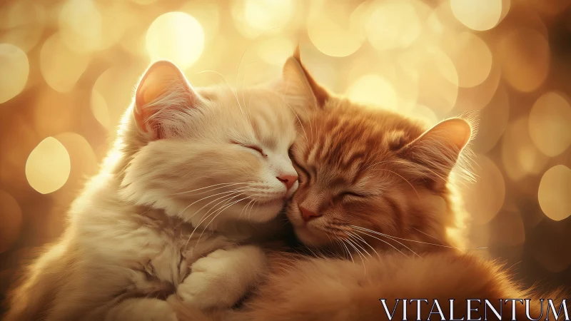 Two cats in warm light with bokeh background effect