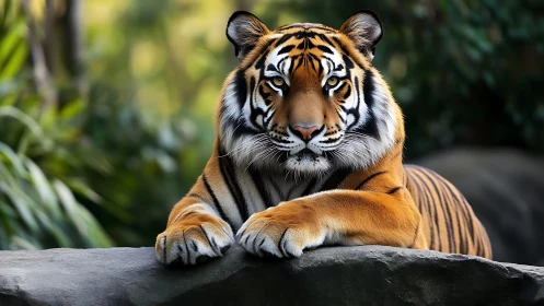 Photorealistic tiger portrait with shallow-depth optical focus.