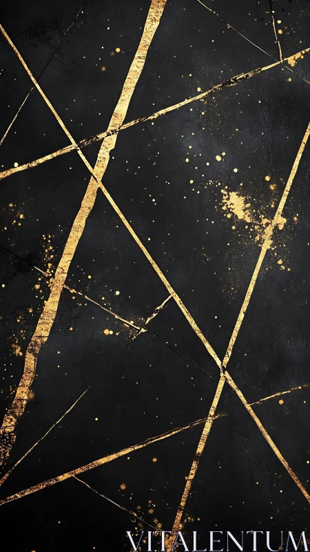 Golden fractured lines shimmer across a dark textured void
