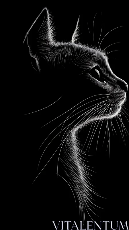 High Contrast Feline Profile Portrait in Monochrome
