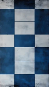 Chessboard skyline drifts through misty industrial blues