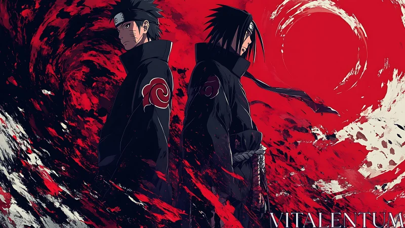 Rival shadows carve a crimson storm across the sky