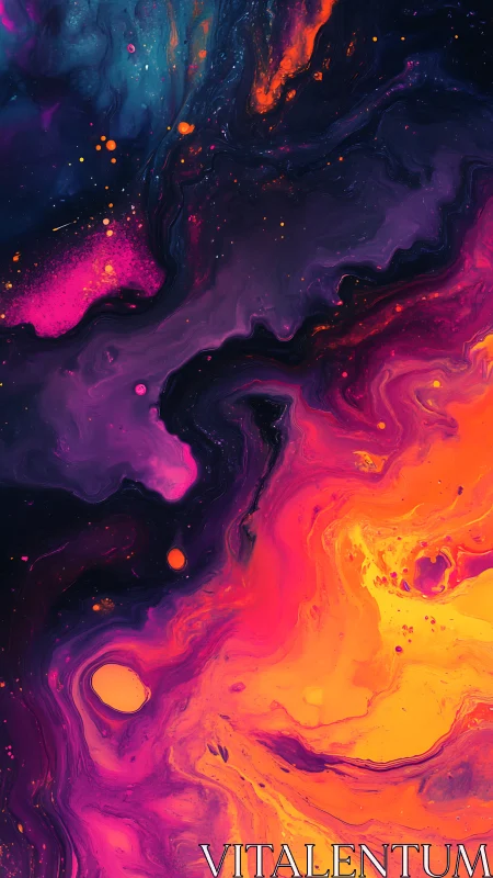 Neon nebulae swirl like liquid fire across a midnight canvas