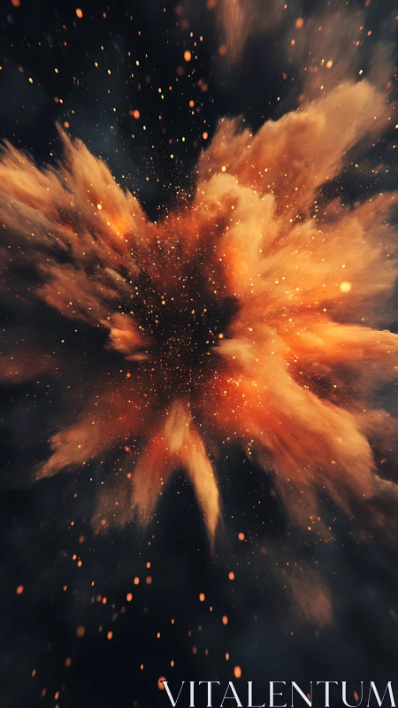 Explosive Energy Burst with Fiery Particles and Dark Sky