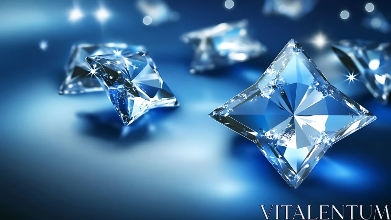 Square blue diamonds on blurred glowing background.