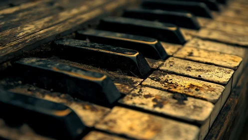 Broken piano keys whisper rusted songs into the dark