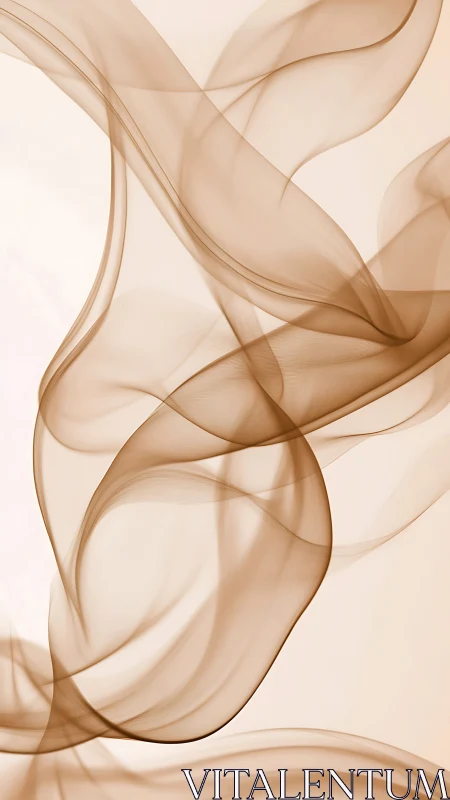 Semitransparent sepia smoke ribbons form layered fluid curves