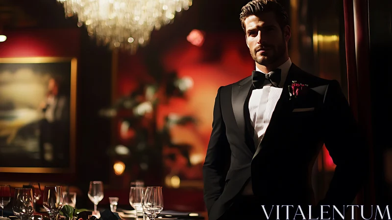 Midnight elegance in a candlelit crimson dining room.