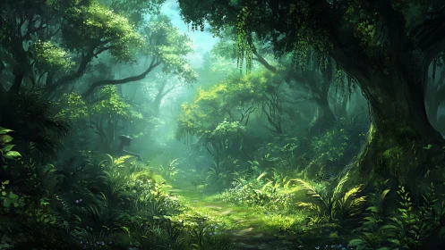 Dense Tropical Forest Interior with Volumetric Light Diffusion Through Canopy