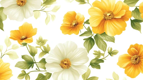 Yellow and White Gerbera Daisies on Clean Background.