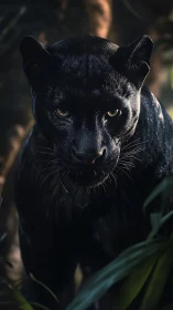 Striking Gaze of a Majestic Black Panther
