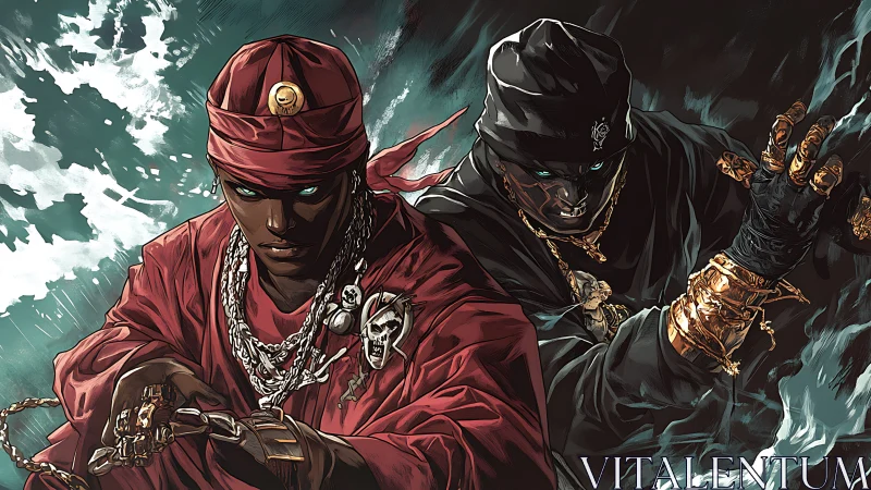 Dual sorcerer twins channeling elemental energy with dynamic lighting