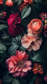 Floral Composition: Stratified Blooms in Chromatic Interplay.