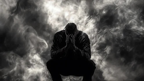 Quiet strength in the storm, a soul pausing to breathe.