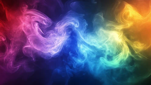 Radiant spectrum nebula swirling across dark void space.