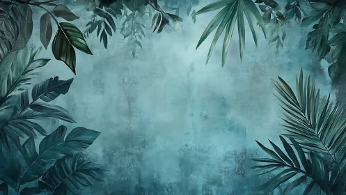 Gentle teal jungle frame inviting quiet moments of calm.