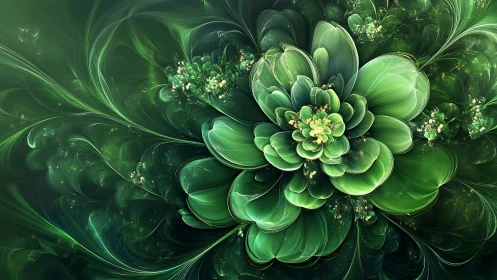 Fractal jade blossom spirals outward like a digital rainforest
