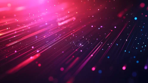 Vibrant neon light streaks and particles in futuristic abstract style.