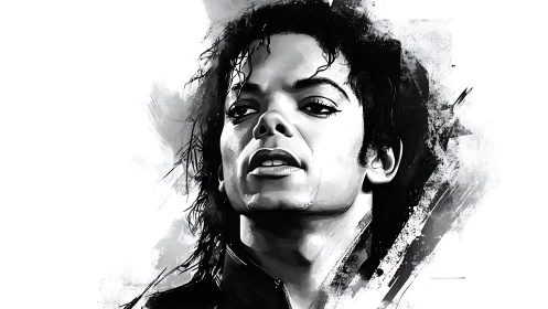 Monochrome digital portrait of a person in expressive pose