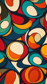 Curving color shapes dance together in a lively abstract pattern