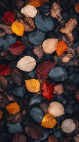 Gentle autumn leaves scattered in a cozy forest mosaic.