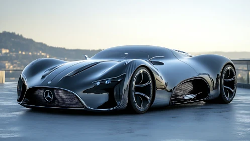 Sleek black Mercedes concept car glows with futuristic confidence