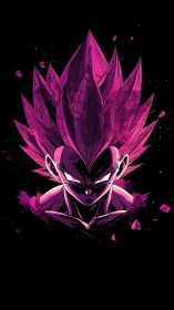 Electric pink anime warrior glowing with fierce energy.