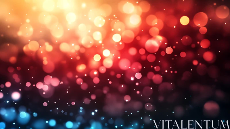 Vibrant abstract bokeh lights in warm and cool tones, digital art.