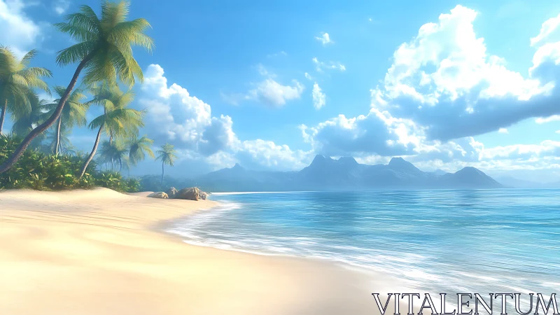 Paradise Whispers: Where Palms Kiss Crystal Waters.