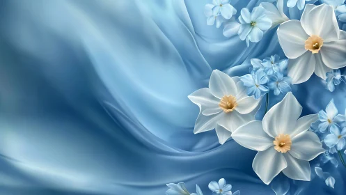 Daffodils Dance Through Azure Dreams and Silken Waves.