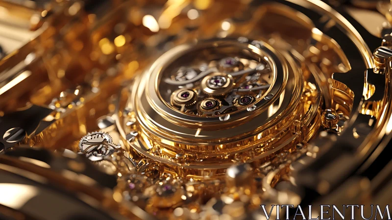 Golden clockwork galaxy hums softly in jeweled precision