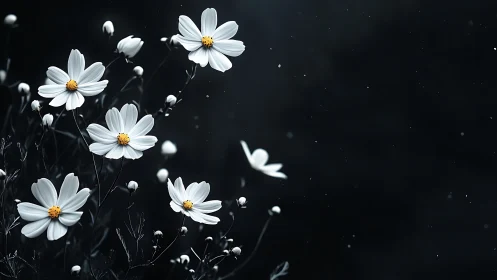 Delicate Cosmos Daisies Dancing in Starlight.