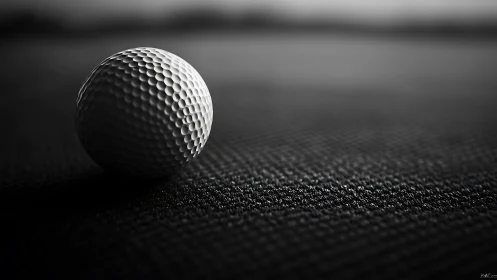 Lone dimpled golf ball basking in cinematic shadowplay.