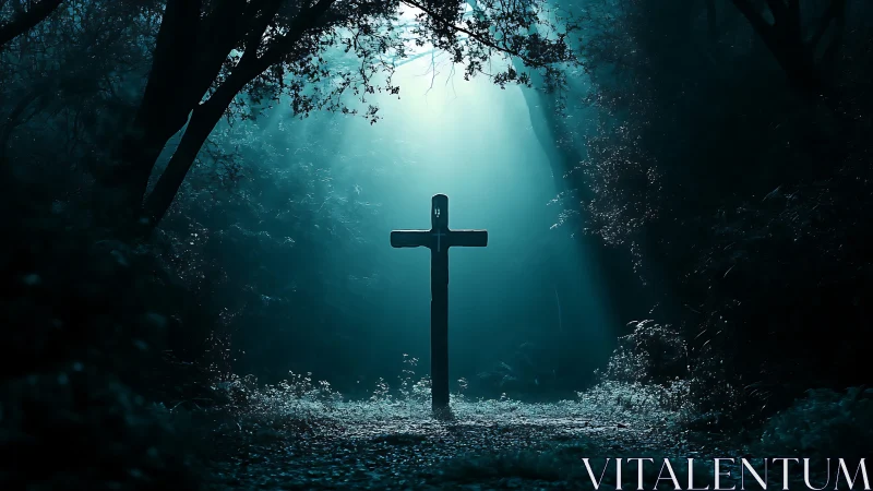 Moonlit forest cross drinking in a hush of blue light.