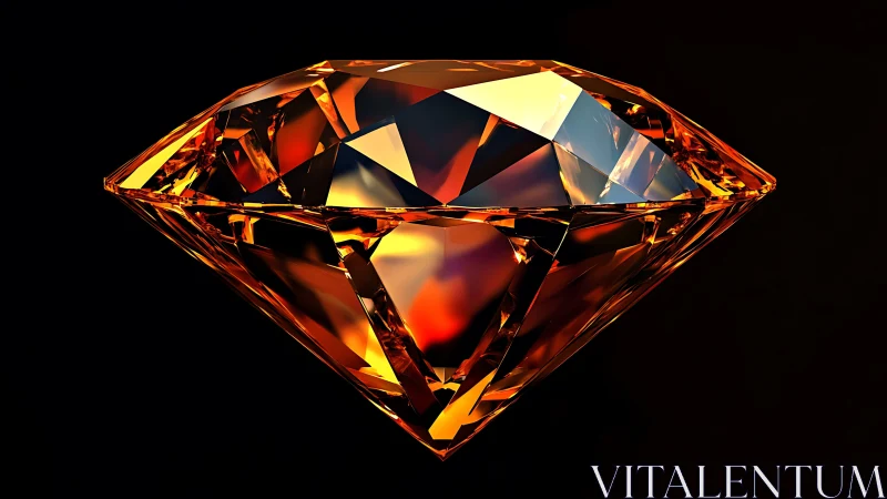 High-index orange gemstone rendered with complex caustic reflections