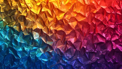 Prismatic crystalline surface shifts from cool blues to warm reds