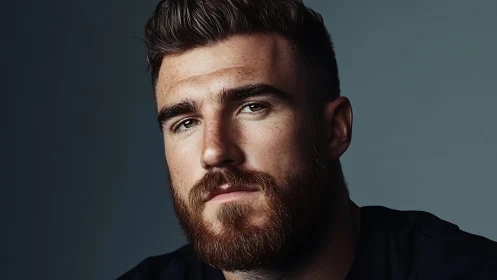 Photorealistic male portrait with cinematic studio lighting.