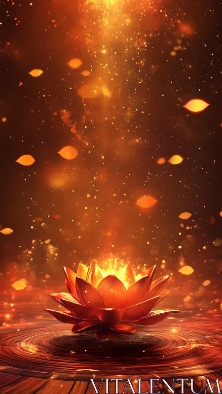 Illuminated lotus structure emits vertical field of particles