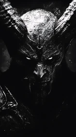 Shadowborn horned guardian watching from the dark veil.