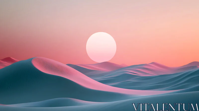 Chromatic dune topography under oversized solar disc.