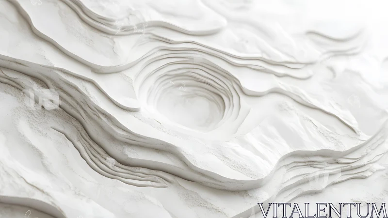 Abstract white layered landscape with topographic contour style.