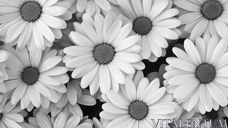 Monochrome Daisy Chorus: A Symphony of Petals.