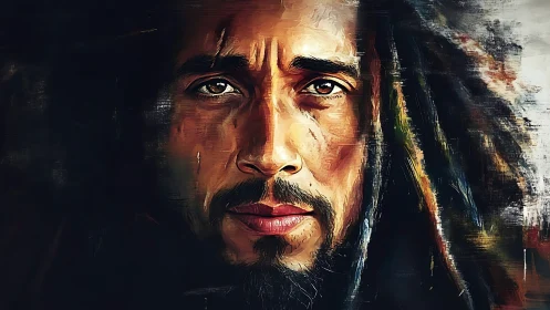 Dreadlocked gaze carves quiet firelight into painted dusk