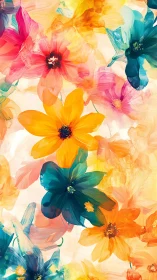 Layered floral composition with vibrant transparent botanical forms and organic overlap