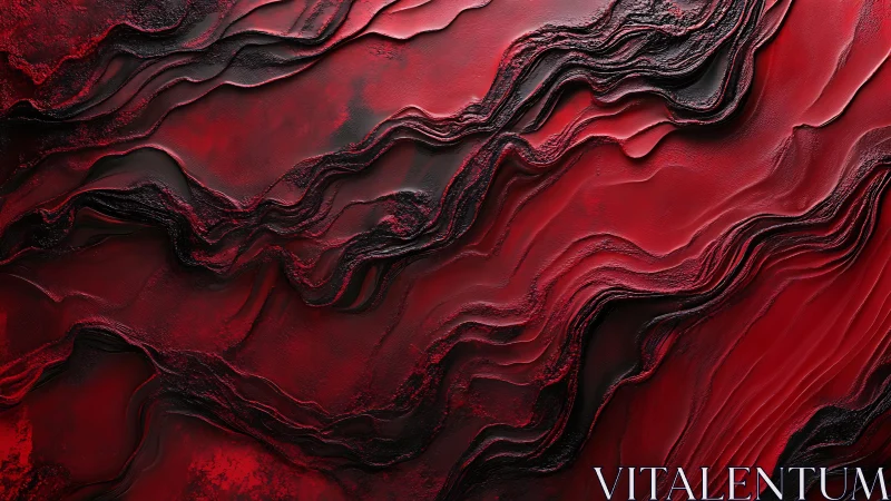 Abstract red and black layered texture in modern fluid art style.