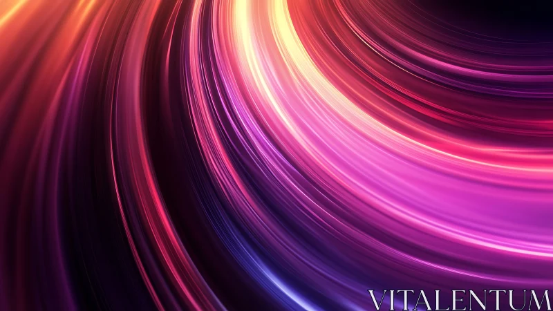 Luminous magenta light trails curve across a deep void