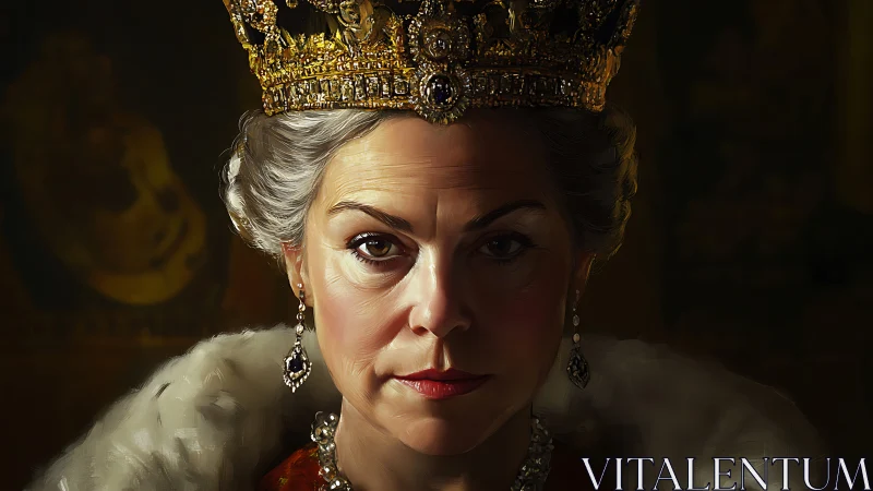 Regal queen portrait under dramatic chiaroscuro light