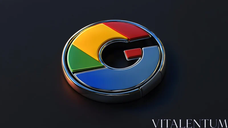 3D Chrome Google Logo on Dark Background, Modern Digital Art.