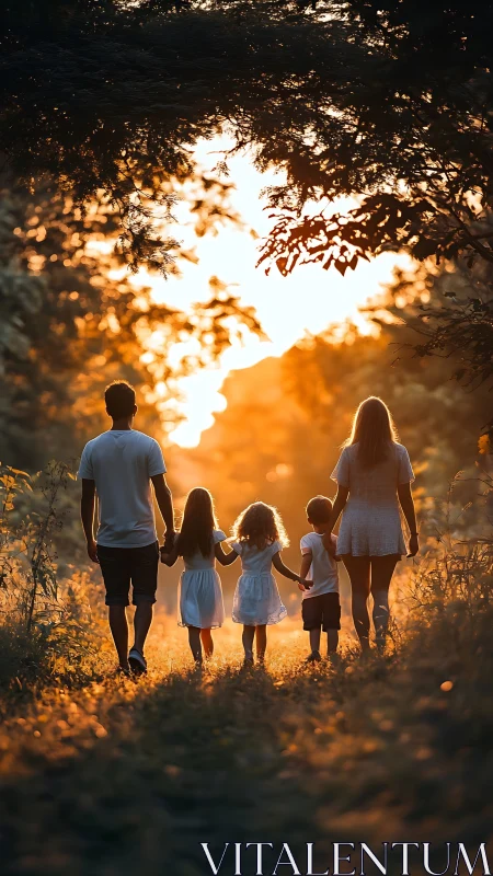 Family's Golden Hour Adventure Through Nature.