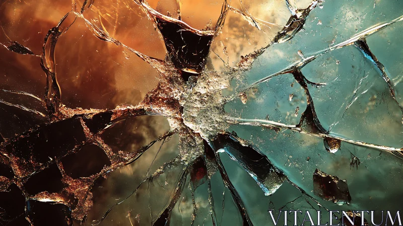 Shattered glass galaxy where amber and teal light collide.
